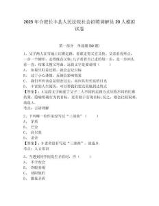 2025年合肥長豐縣人民法院社會招聘調解員20人模擬試卷及完整答案詳解1套
