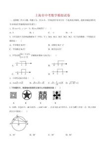 中考數(shù)學上海市模擬試卷（原卷版）