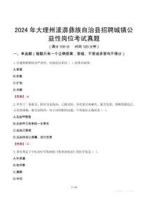 2024年大理州漾濞彝族自治縣招聘城鎮(zhèn)公益性崗位考試真題
