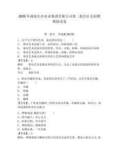 2025年湖南長(zhǎng)沙水業(yè)集團(tuán)有限公司第二批次社會(huì)招聘模擬試卷及答案詳解（典優(yōu)）