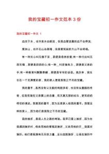 我的寶藏初一作文范本3份