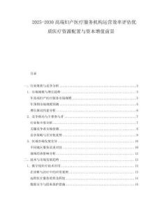 2025-2030高端婦產(chǎn)醫(yī)療服務(wù)機(jī)構(gòu)運(yùn)營效率評估優(yōu)質(zhì)醫(yī)療資源配置與資本增值前景