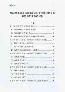 2026年電商平臺SEO培訓(xùn)行業(yè)發(fā)展現(xiàn)狀及未來趨勢研究分析報告