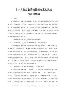 中小民營企業(yè)績效管理方案的挑戰(zhàn)與應(yīng)對(duì)策略