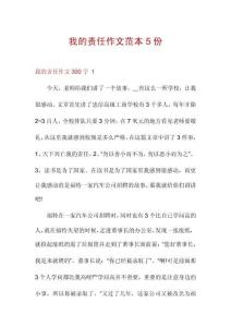 我的責任作文范本5份