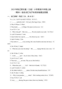 2025年秋遼師大版（三起）小學英語六年級上冊（期中）綜合詞匯句子專項訓練題及答案