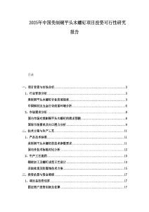 2025年中國美制銅平頭木螺釘項目投資可行性研究報告