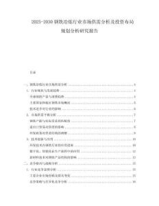 2025-2030鋼鐵冶煉行業(yè)市場供需分析及投資布局規(guī)劃分析研究報告