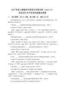 2025年秋人教版初中英語九年級(jí)全冊(cè)（unit1-14）綜合詞匯句子專項(xiàng)訓(xùn)練題及答案