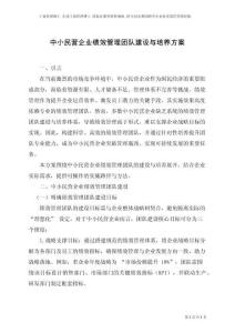 中小民營企業(yè)績效管理團(tuán)隊(duì)建設(shè)與培養(yǎng)方案