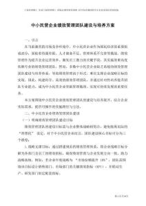 中小民營企業(yè)績效管理團(tuán)隊(duì)建設(shè)與培養(yǎng)方案
