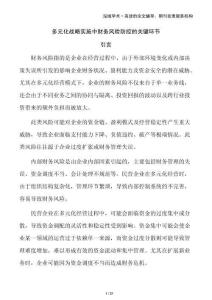 多元化戰略實施中財務風險防控的關鍵環節