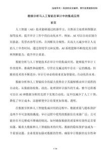 數(shù)據(jù)分析與人工智能在審計中的集成應(yīng)用