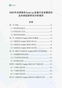 2026年動漫角色Cosplay裝備行業(yè)發(fā)展現(xiàn)狀及未來趨勢研究分析報告