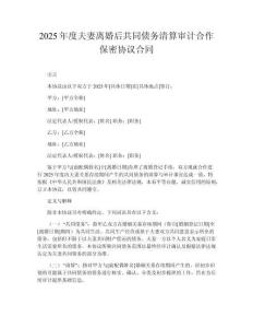 2025年度夫妻離婚后共同債務(wù)清算審計(jì)合作保密協(xié)議合同
