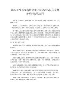 2025年度夫妻離婚企業(yè)年金分割與退休金財務顧問協(xié)議合同