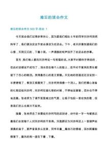 難忘的班會(huì)作文