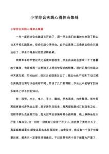 小學(xué)綜合實(shí)踐心得體會(huì)集錦