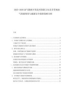 2025-2030油氣勘探開(kāi)發(fā)技術(shù)創(chuàng)新方向及非常規(guī)油氣資源利用與能源安全保障策略分析
