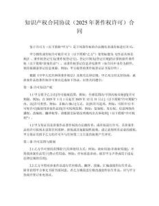 知識(shí)產(chǎn)權(quán)合同協(xié)議（2025年著作權(quán)許可）合同