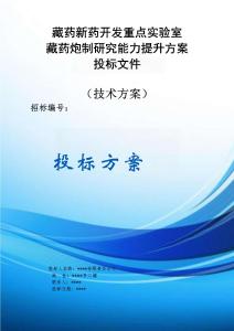 藏藥新藥開發(fā)重點實驗室藏藥炮制研究能力提升方案投標文件（技術(shù)方案）