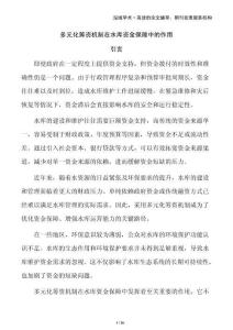 多元化籌資機(jī)制在水庫(kù)資金保障中的作用