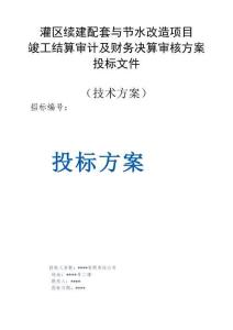 灌區(qū)續(xù)建配套與節(jié)水改造項目竣工結算審計及財務決算審核方案投標文件（技術方案）