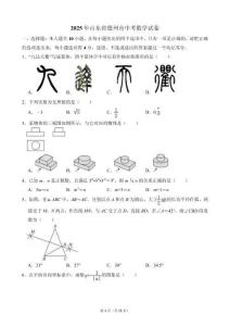 2025年山東省德州市中考數(shù)學真題（含答案）