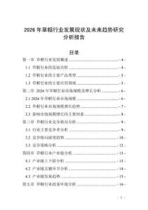 2026年草帽行業(yè)發(fā)展現(xiàn)狀及未來趨勢研究分析報(bào)告