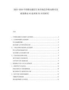 2025-2030中國(guó)移動(dòng)通信行業(yè)市場(chǎng)競(jìng)爭(zhēng)格局探討及政策推動(dòng)4G技術(shù)轉(zhuǎn)5G應(yīng)用研究