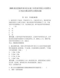 2025湖北恩施州來鳳縣宏晟工業發展有限公司招聘3人考前自測高頻考點模擬試題及完整答案詳解一套