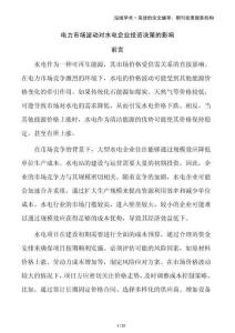 電力市場波動對水電企業投資決策的影響