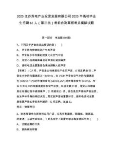 2025江蘇蘇電產業(yè)投資發(fā)展有限公司2025年高校畢業(yè)生招聘63人（第三批）考前自測高頻考點模擬試題