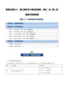 重難點培優(yōu)03 解三角形中三角形的面積、周長、邊的最值與范圍問題（復習講義）（原卷版）