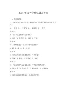 2025年漢字奇兵試題及答案