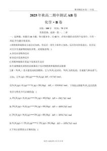 高二化學(xué)人教版（2019）選修一期中測(cè)試B卷——A4版式