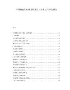 中國(guó)糖衣片行業(yè)并購(gòu)重組與資本運(yùn)作研究報(bào)告