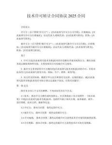 技術(shù)許可轉(zhuǎn)讓合同協(xié)議2025合同