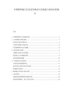 中國特種閥門行業(yè)競爭格局與市場進入壁壘分析報告