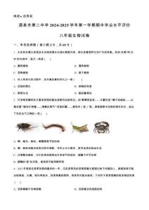 甘肅省酒泉市第二中學(xué)2024-2025學(xué)年八年級(jí)上學(xué)期期中生物學(xué)試題（含答案）