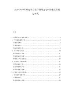 2025-2030印刷包裝行業(yè)市場潛力與產(chǎn)業(yè)化投資規(guī)劃研究