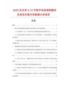 2025及未來5-10年數(shù)字電視調(diào)制器項(xiàng)目投資價(jià)值市場數(shù)據(jù)分析報(bào)告