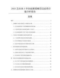 2025及未來5年快削黃銅棒項(xiàng)目投資價值分析報告
