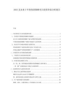 2025及未來5年快削黃銅棒項(xiàng)目投資價值分析報告