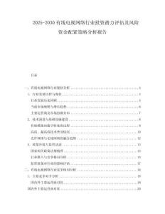 2025-2030有線電視網(wǎng)絡行業(yè)投資潛力評估及風險資金配置策略分析報告