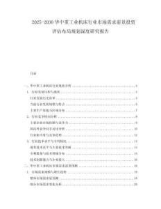 2025-2030華中重工業(yè)機床行業(yè)市場需求前景投資評估布局規(guī)劃深度研究報告