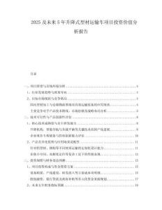 2025及未來5年升降式型材運輸車項目投資價值分析報告