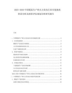 2025-2030中國(guó)煤炭生產(chǎn)和火力發(fā)電行業(yè)市場(chǎng)現(xiàn)狀供需分析及投資評(píng)估規(guī)劃分析研究報(bào)告