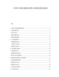 中國汽車修補漆顏色趨勢與快修渠道發(fā)展報告