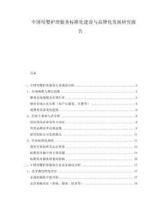 中國母嬰護理服務標準化建設與品牌化發(fā)展研究報告